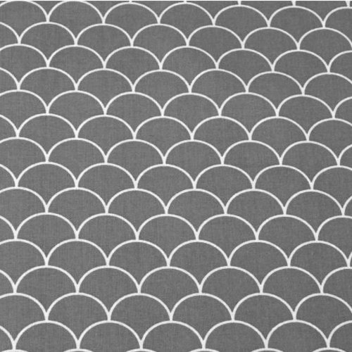 Tissu éventails gris foncé et blanc 50x80 cm