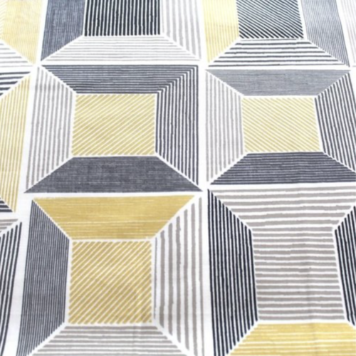 Tissu ameublement jaune et gris 52x74cm