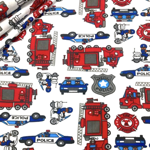 Tissu police et pompier 50x80cm