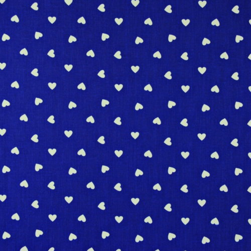 Tissu coeurs bleu et blanc 50x80cm