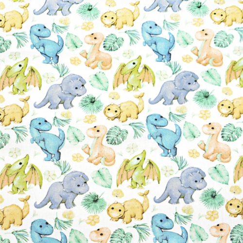 Tissu dinosaures multicolores 50x80cm