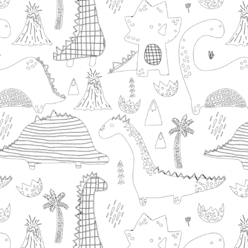 Tissu à colorier dinosaures 50x70 cm