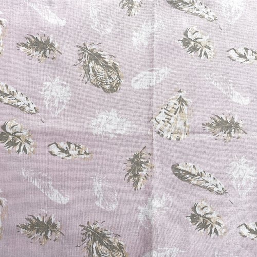 Tissu plumes rose poudré et doré 50x75cm