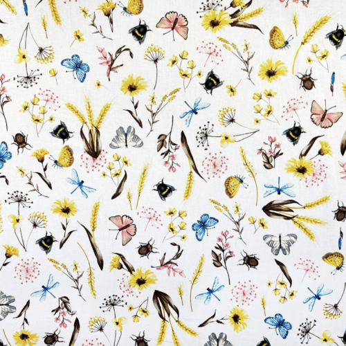 Tissu insectes et papillons 50x80 cm