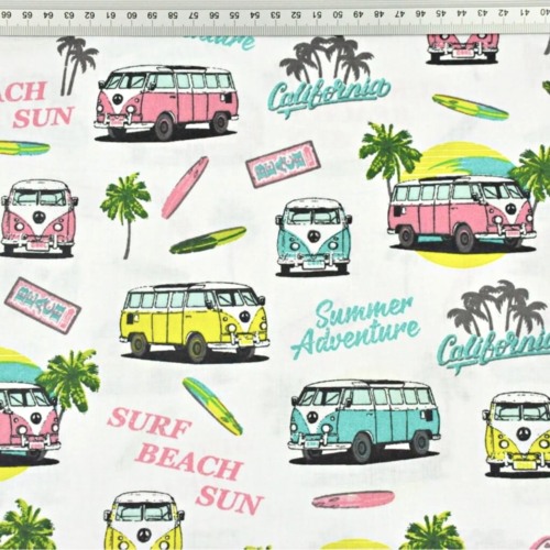 Tissu californien surf et combi 50x79 cm