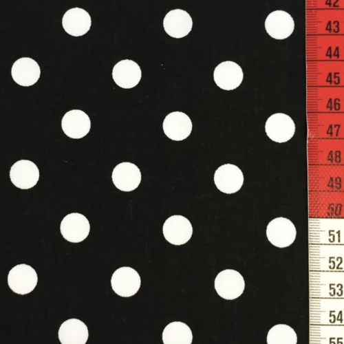 Tissu à pois 11mm noir et blanc 50x80 cm