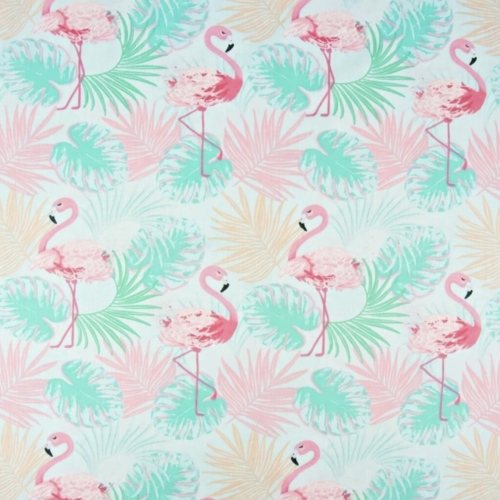 Tissu tropical flamants roses 50x80cm