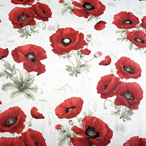 Tissu fleurs coquelicots 50x80 cm