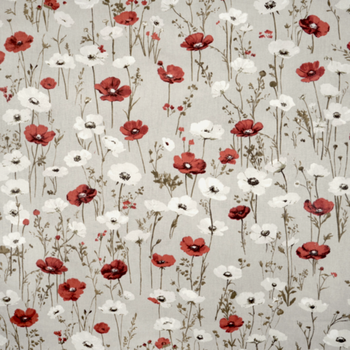 Tissu fleurs coquelicots 50x80 cm
