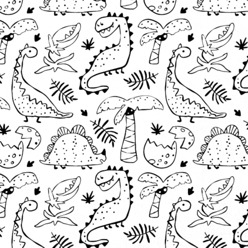 Tissu à colorier dinosaures et palmiers 50x70 cm