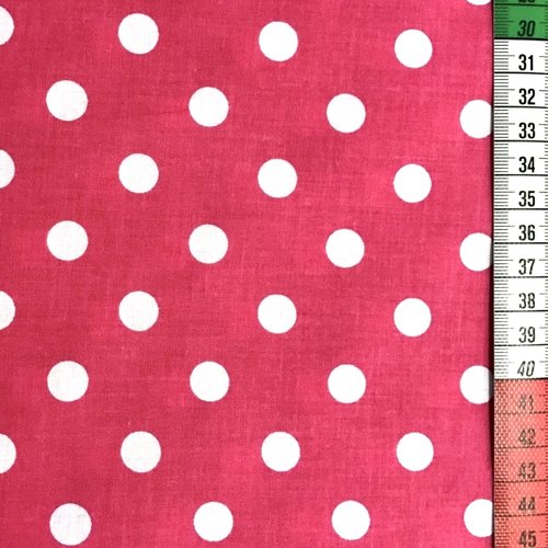 Tissu coton à pois 11mm rose et blanc 50x80 cm