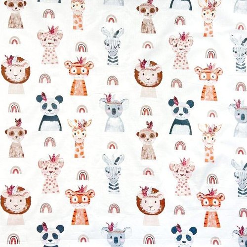 Tissu enfant animaux indiens 50x80 cm