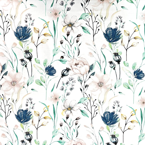 Tissu grandes fleurs multicolores 50x80 cm