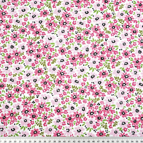 Tissu fleurs liberty rose et vert 50x80 cm