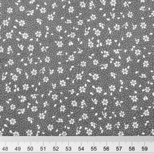 Tissu fleurs liberty gris et blanc 50x80 cm