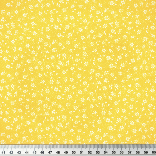 Tissu fleurs liberty jaune et blanc 50x80 cm