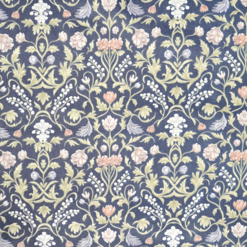 Tissu fleurs folk bleu 50x80 cm