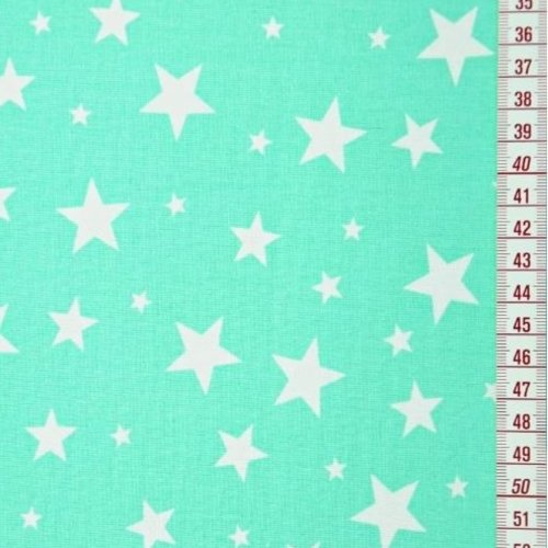 Tissu étoiles menthe et blanc 50x70 cm
