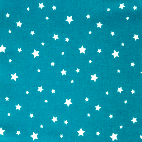 Tissu étoiles turquoise foncé et blanc 50x75 cm