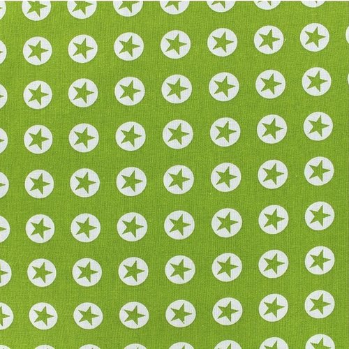 Tissu coton étoiles anis et blanc 50x70 cm
