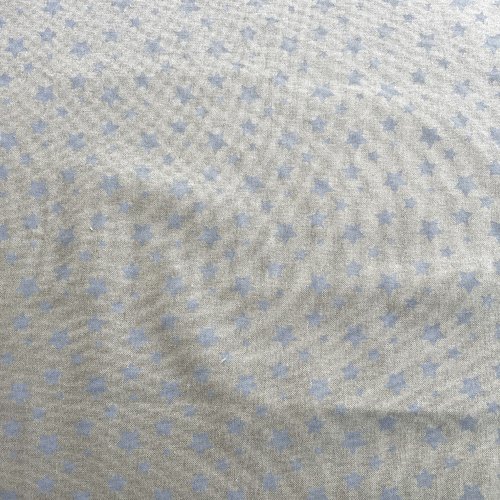 Tissu ameublement étoiles beige et bleu 52x68cm