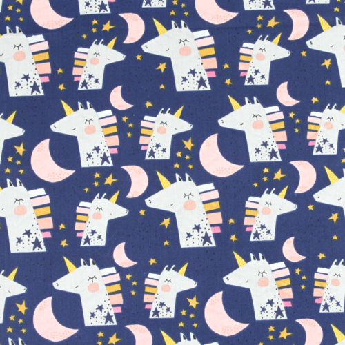 Tissu coton enfant licornes 50x80 cm