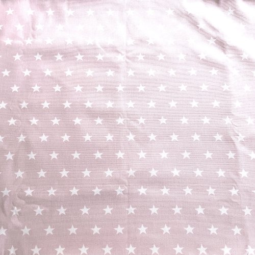 Tissu ameublement étoiles rose et blanc 50x75cm