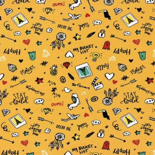 Tissu déco graffiti jaune 55x80cm