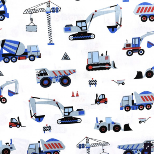 Tissu garçon chantier bleu et gris 50x80cm