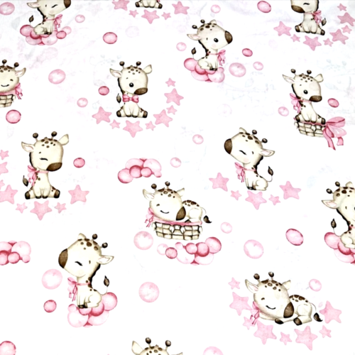 Tissu girafes rose 50x80cm
