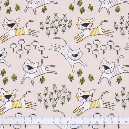 Tissu coton chats  55x73 cm