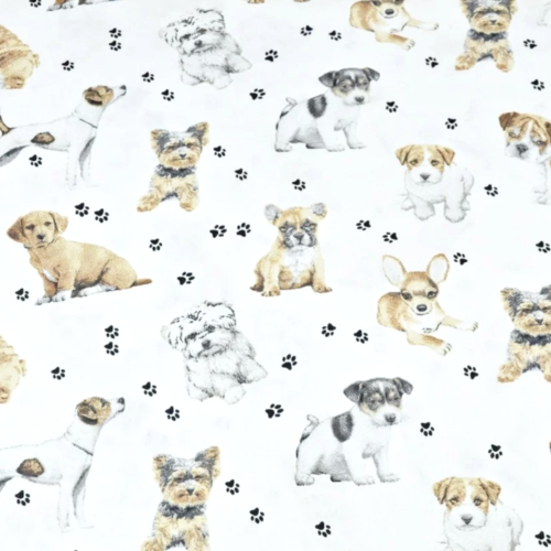 Tissu coton chiens 50x80 cm