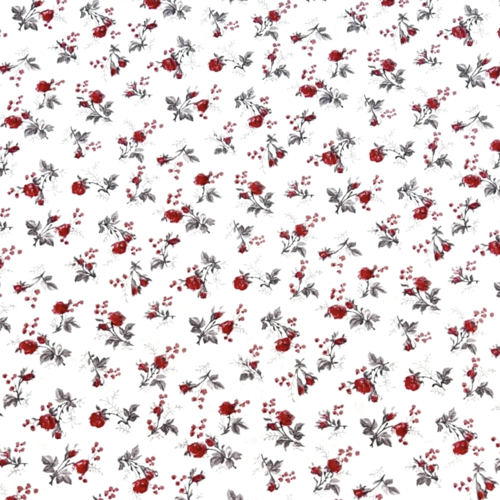 Tissu fleurs rouge et taupe 50x80 cm