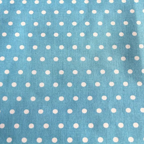 Tissu pois 6mm bleu clair et blanc 50x80 cm