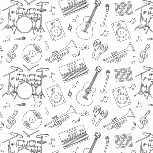 Tissu coton à colorier musique 50x70cm