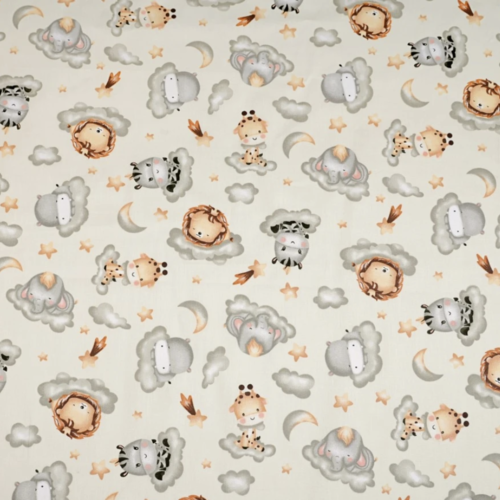 Tissu animaux de la savane dans les nuages 50x80cm