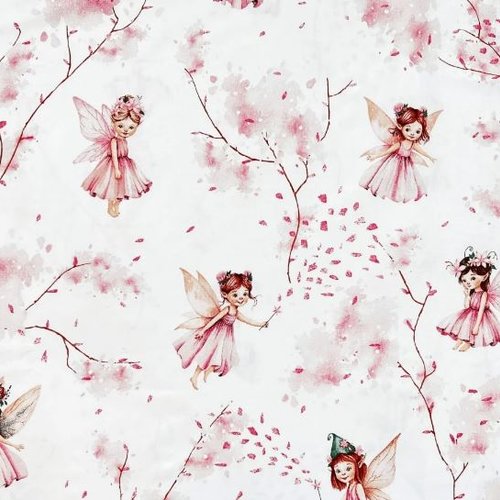 Tissu petites fées rose 80x50 cm