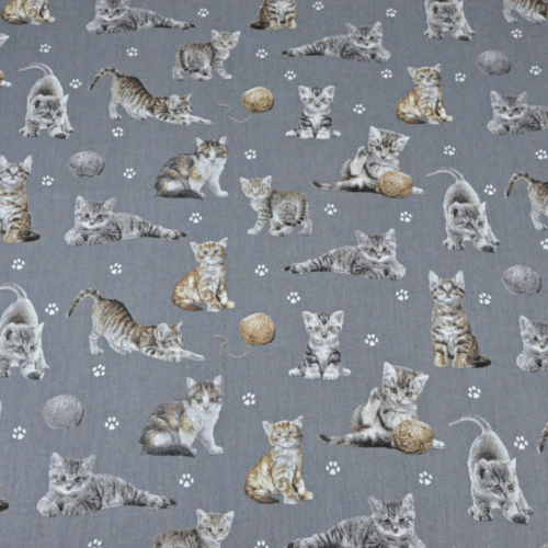 Tissu enfant chats gris foncé 50x80 cm