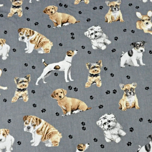 Tissu chiens gris  50x80 cm