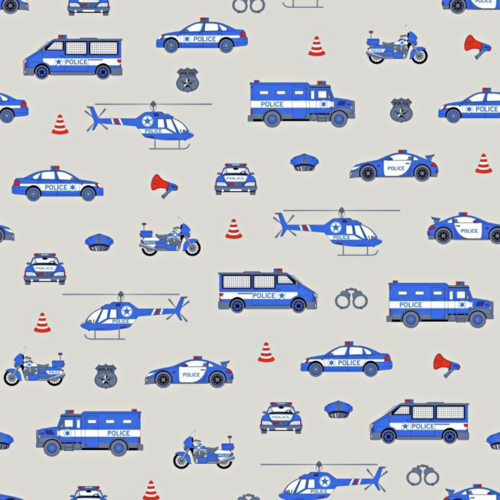 Tissu enfant police 50x80 cm