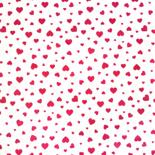 Tissu coeurs rouge et blanc 50x80cm