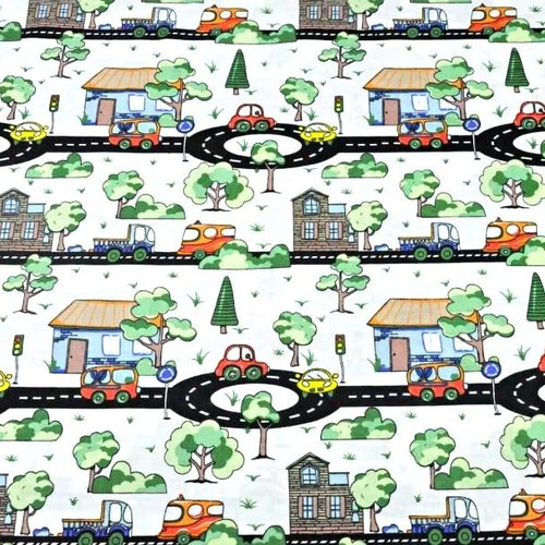 Tissu voitures et routes 50x80 cm