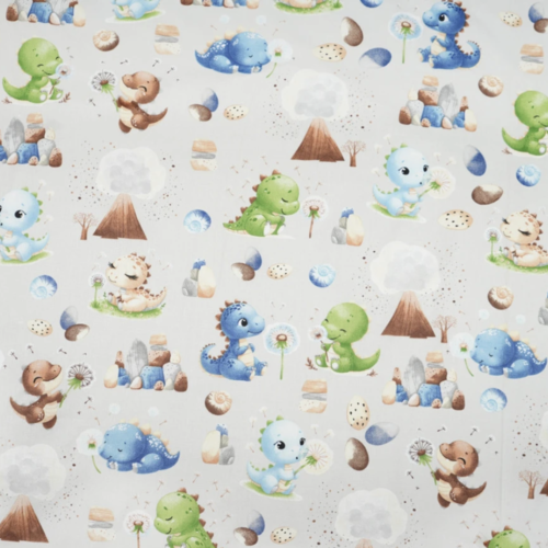 Tissu dinosaures multicolores 50x80cm