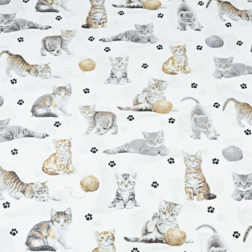 Tissu enfant chats blanc 50x80 cm
