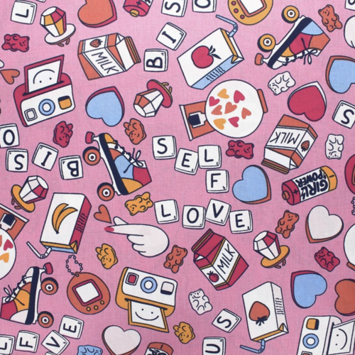 Tissu fille girl power 58x75cm