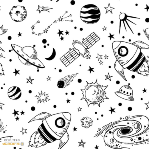 Tissu à colorier fusées 50x75 cm