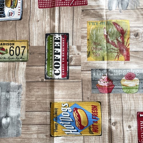 Tissu ameublement cuisine 53x70 cm