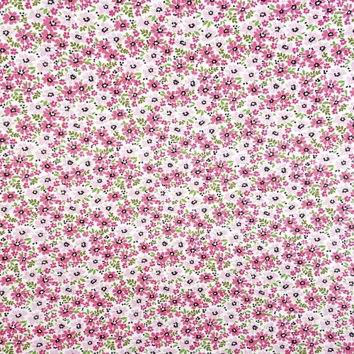 Tissu fleurs liberty rose et vert 50x80 cm