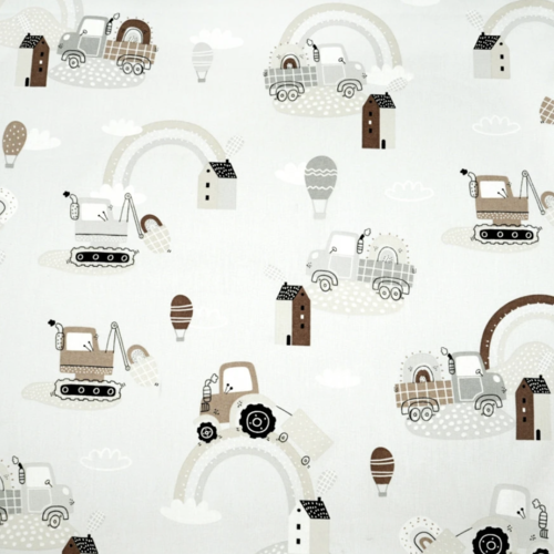 Tissu garçon chantier beige et marron 50x80cm