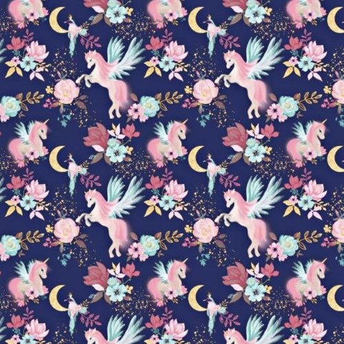 Tissu enfant licornes 50x80 cm